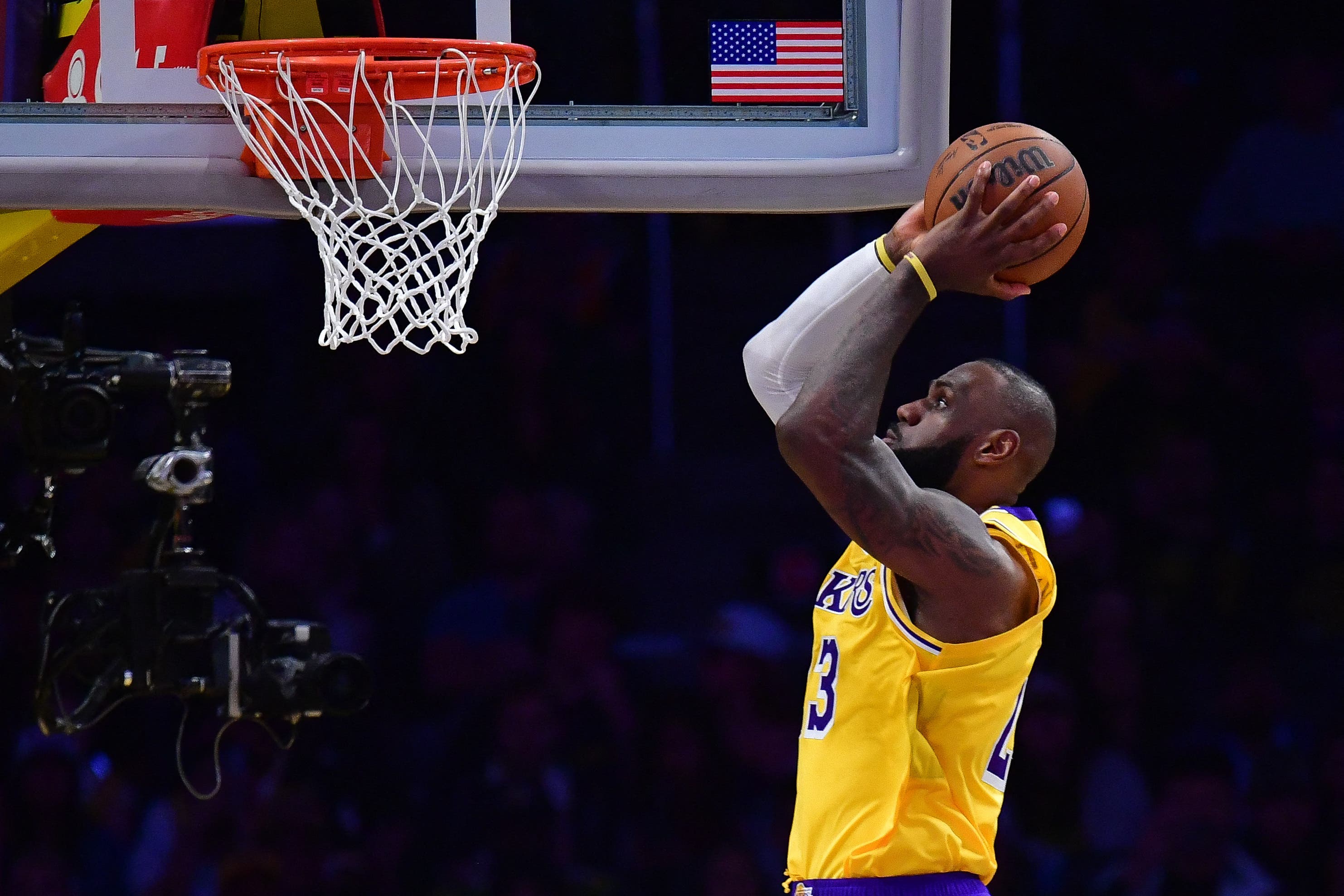 LeBron James for the Los Angeles Lakers against the Minnesota Timberwolves.