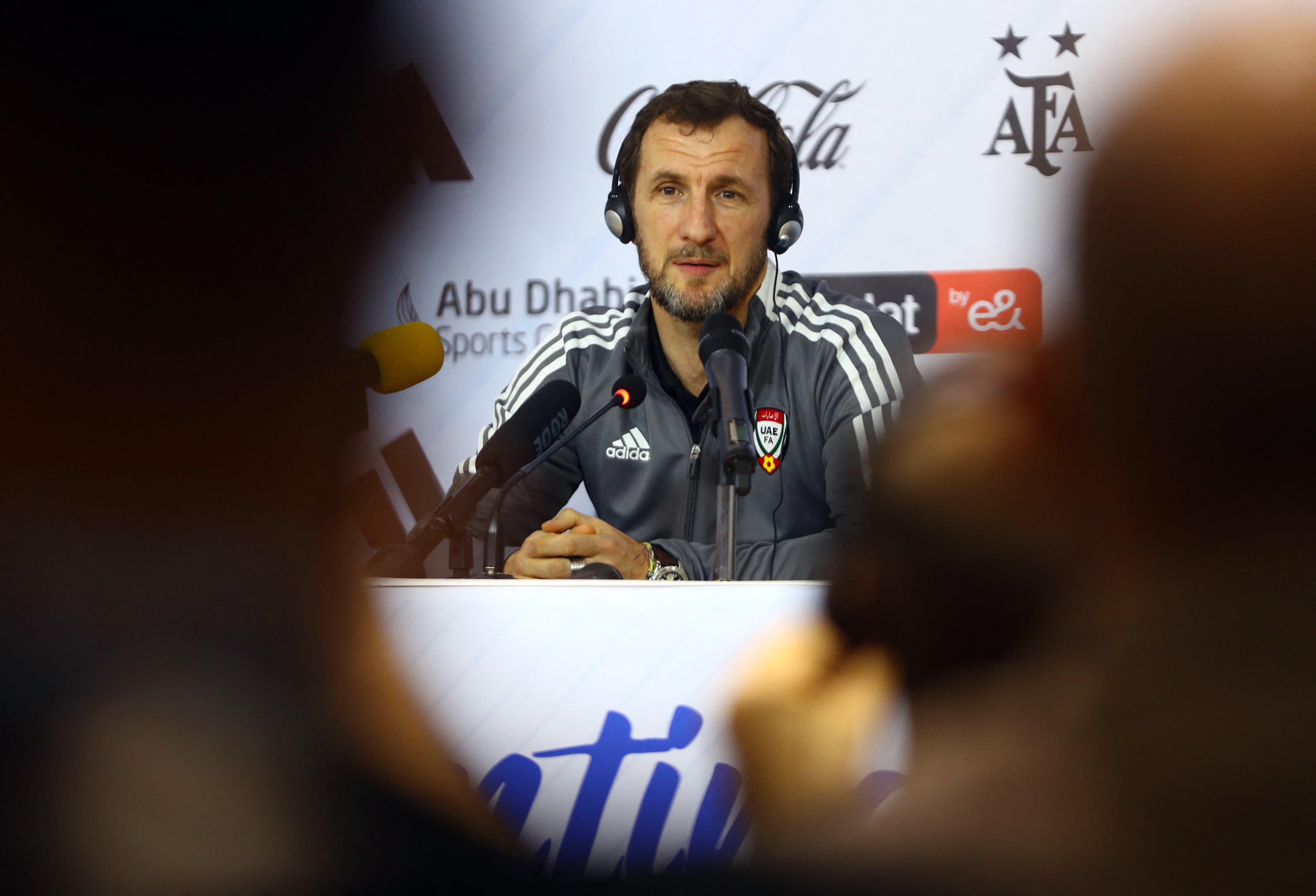 Soccer Football - International Friendly - United Arab Emirates press conference - Mohammed bin Zayed Stadium, Abu Dhabi, United Arab Emirates - November 15, 2022 United Arab Emirates coach Rodolfo Arruabarrena during the press conference REUTERS/Amr Alfiky