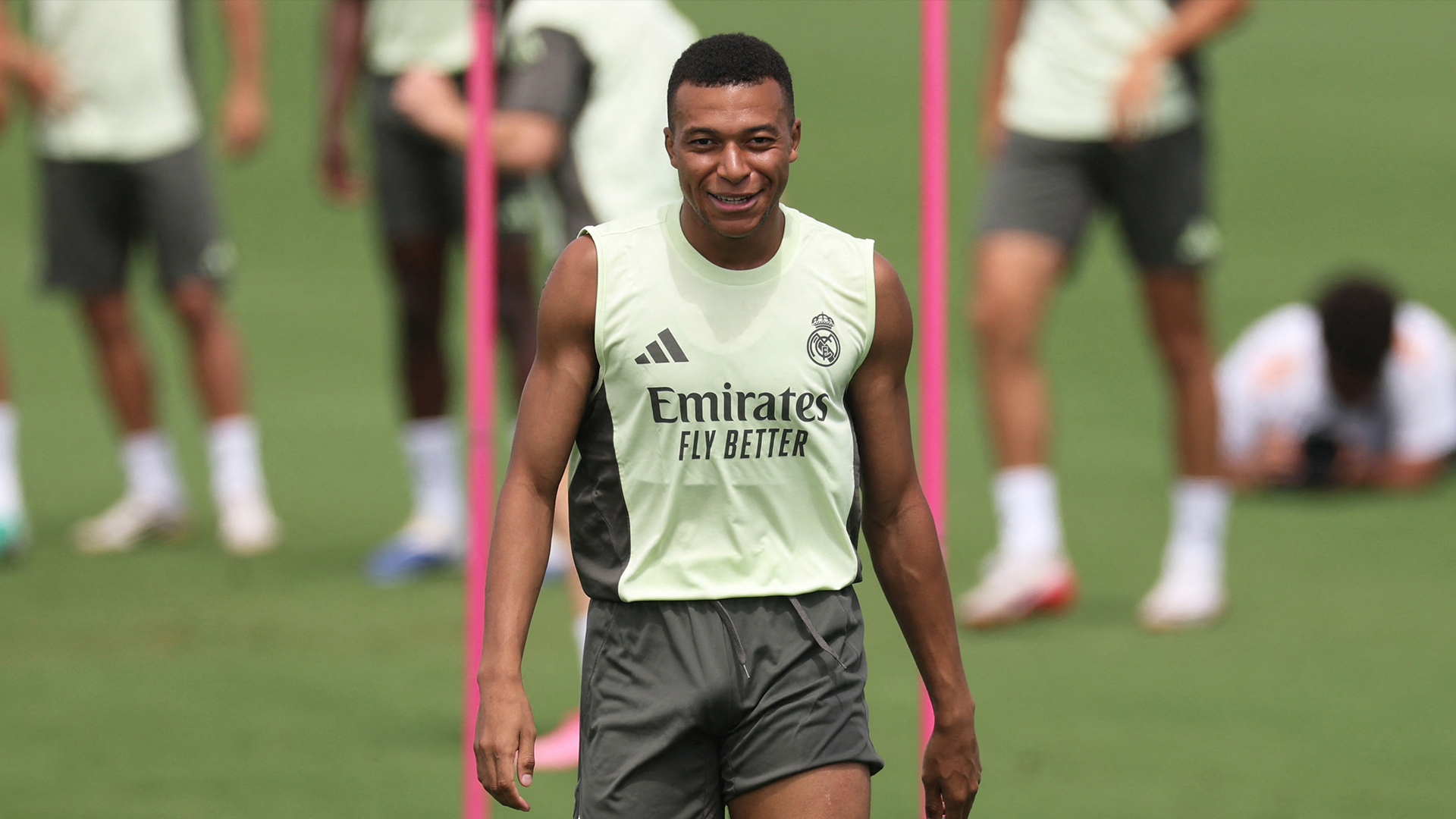 Kylian Mbappé during a training session with Real Madrid in the Club World Cup.
