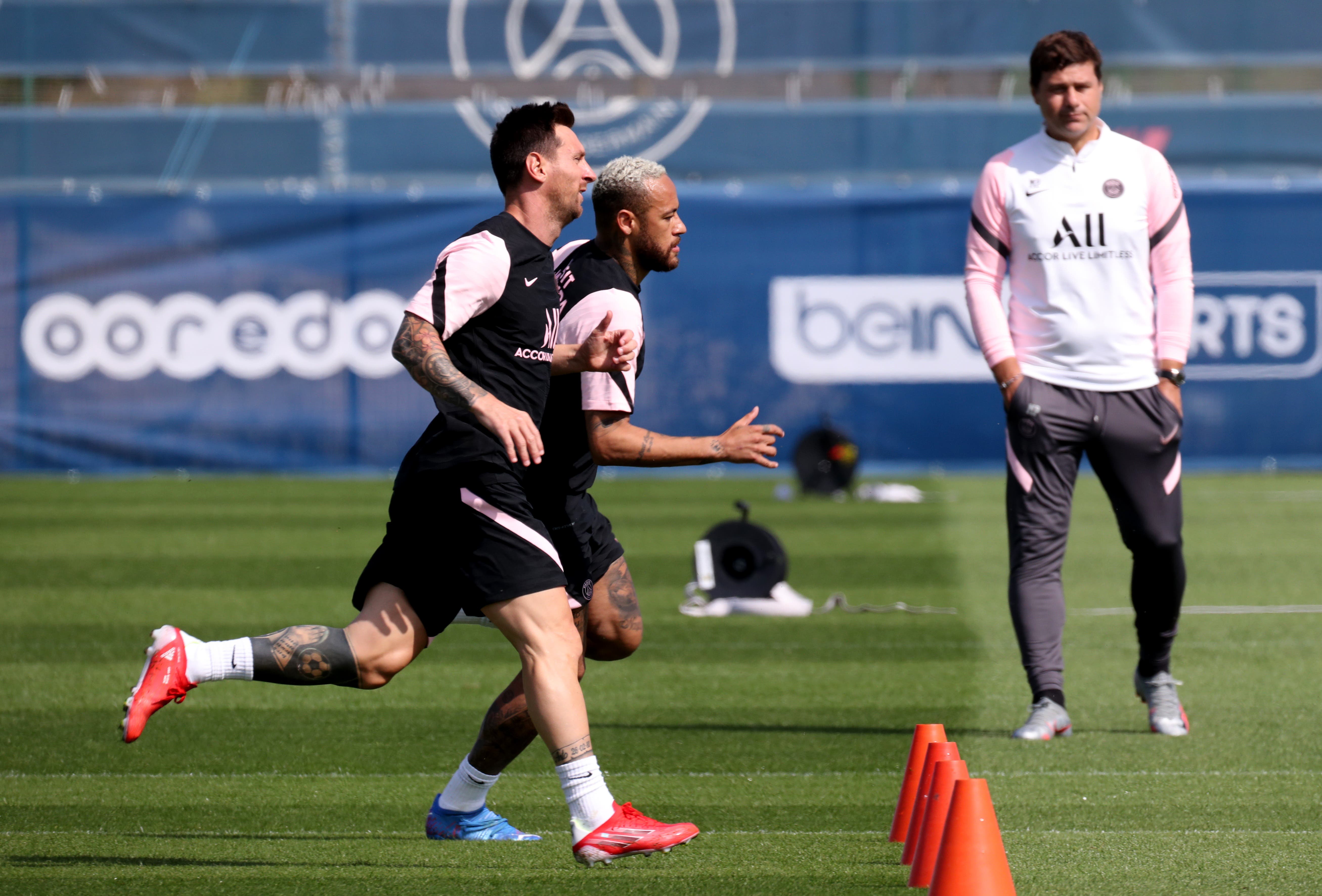 Messi y Neymar entrenando a las órdenes de Pochettino
