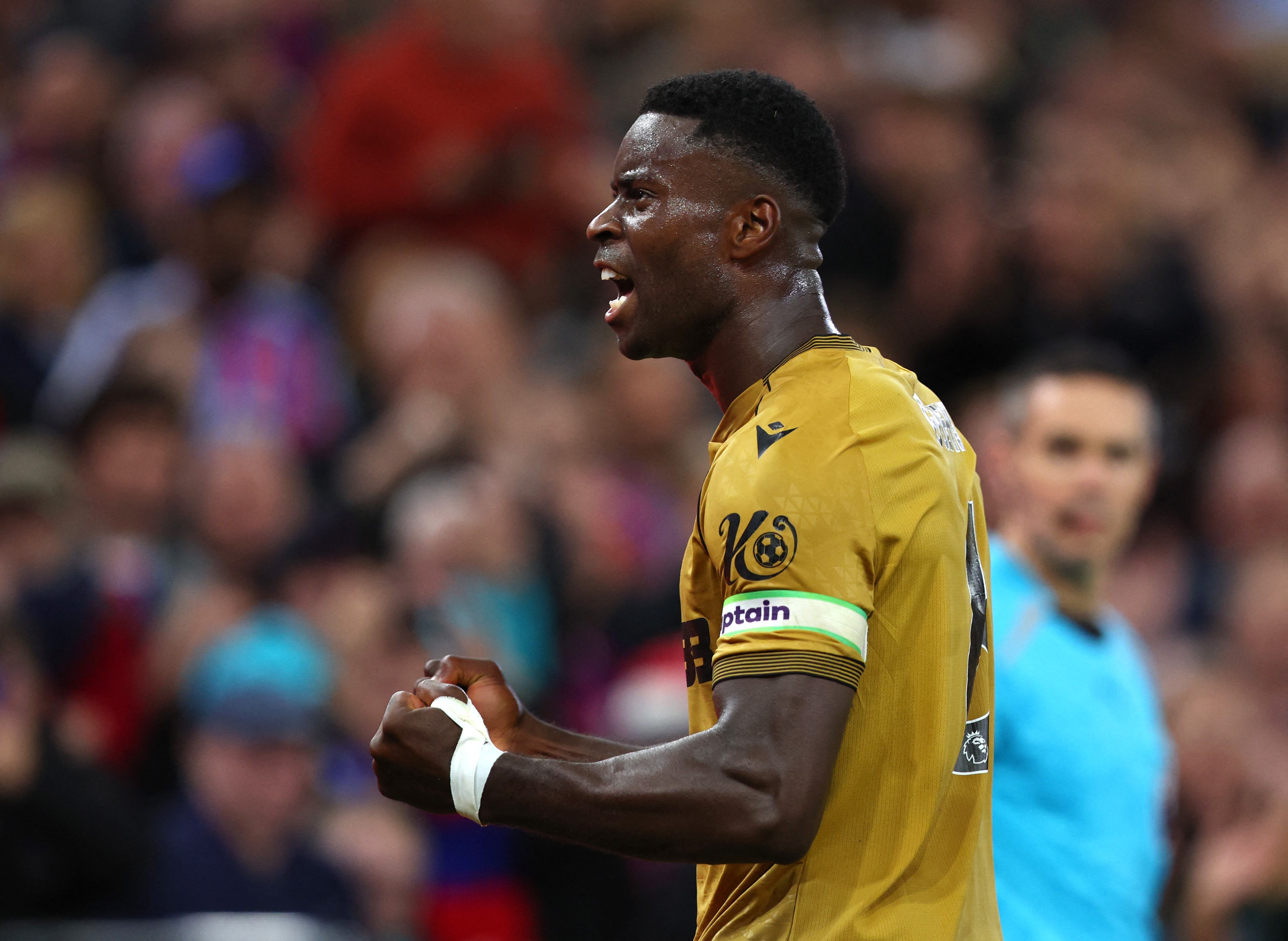 Soccer Football - Premier League - Aston Villa v Crystal Palace - Villa Park, Birmingham, Britain - August 31, 2025 Crystal Palace's Marc Guehi celebrates scoring their second goal Action Images via Reuters/Craig Brough