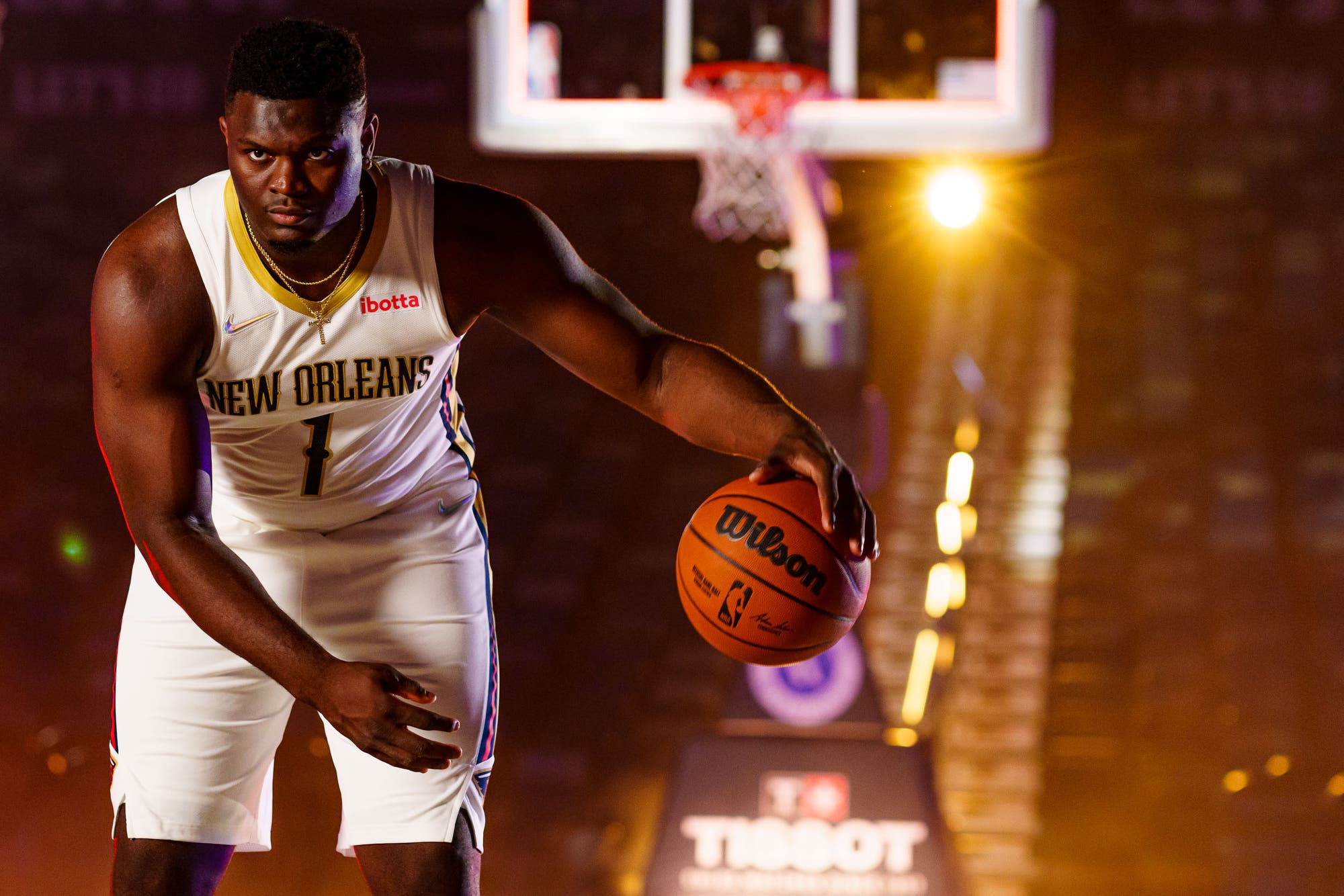 Zion Williamson en el Media Day de los New Orleans Pelicans en 2021.