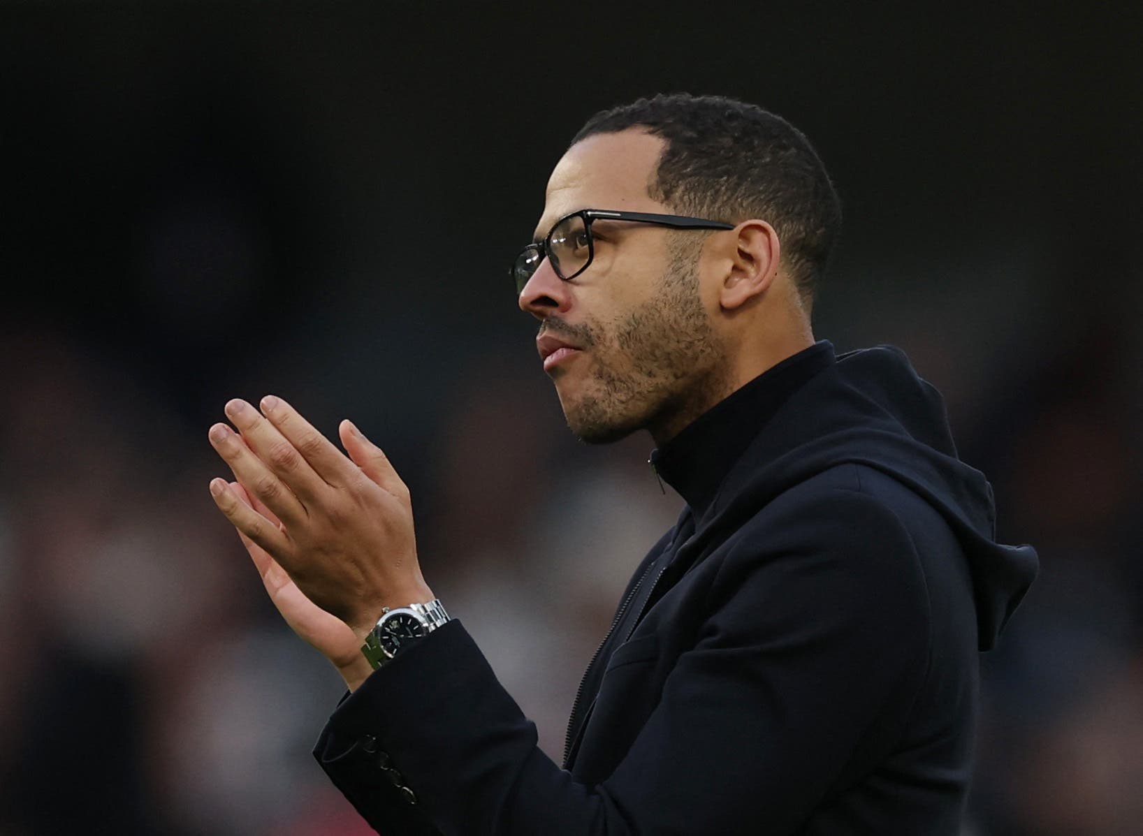 Soccer Football - FA Cup - Quarter Final - Chelsea v Port Vale - Stamford Bridge, London, Britain - April 4, 2026 Chelsea manager Liam Rosenior applauds fans after the match Action Images via Reuters/Paul Childs