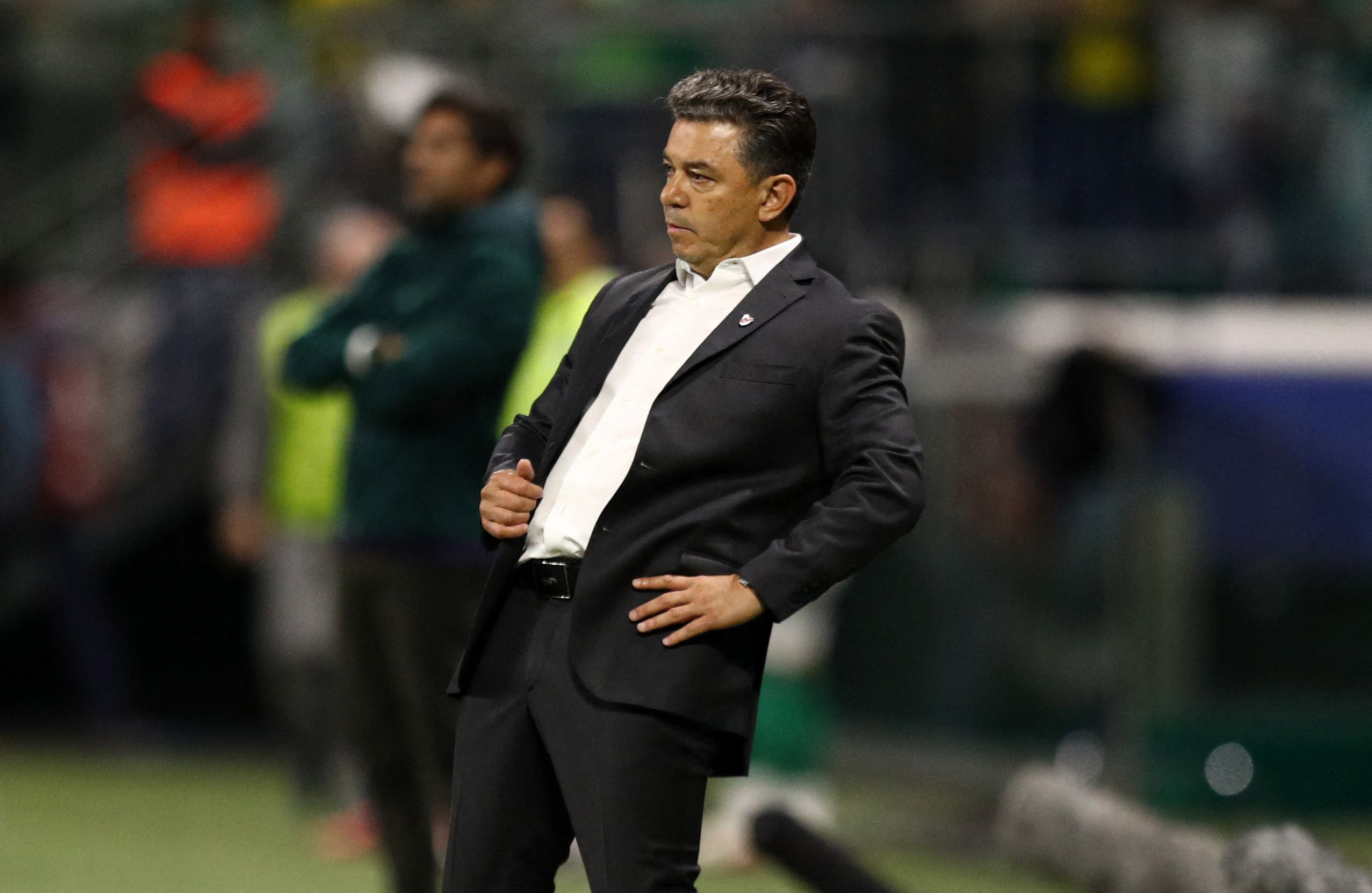 Soccer Football - Copa Libertadores - Quarter Finals - Second Leg - Palmeiras v River Plate - Allianz Parque, Sao Paulo, Brazil - September 24, 2025 River Plate coach Marcelo Gallardo reacts REUTERS/Jean Carniel