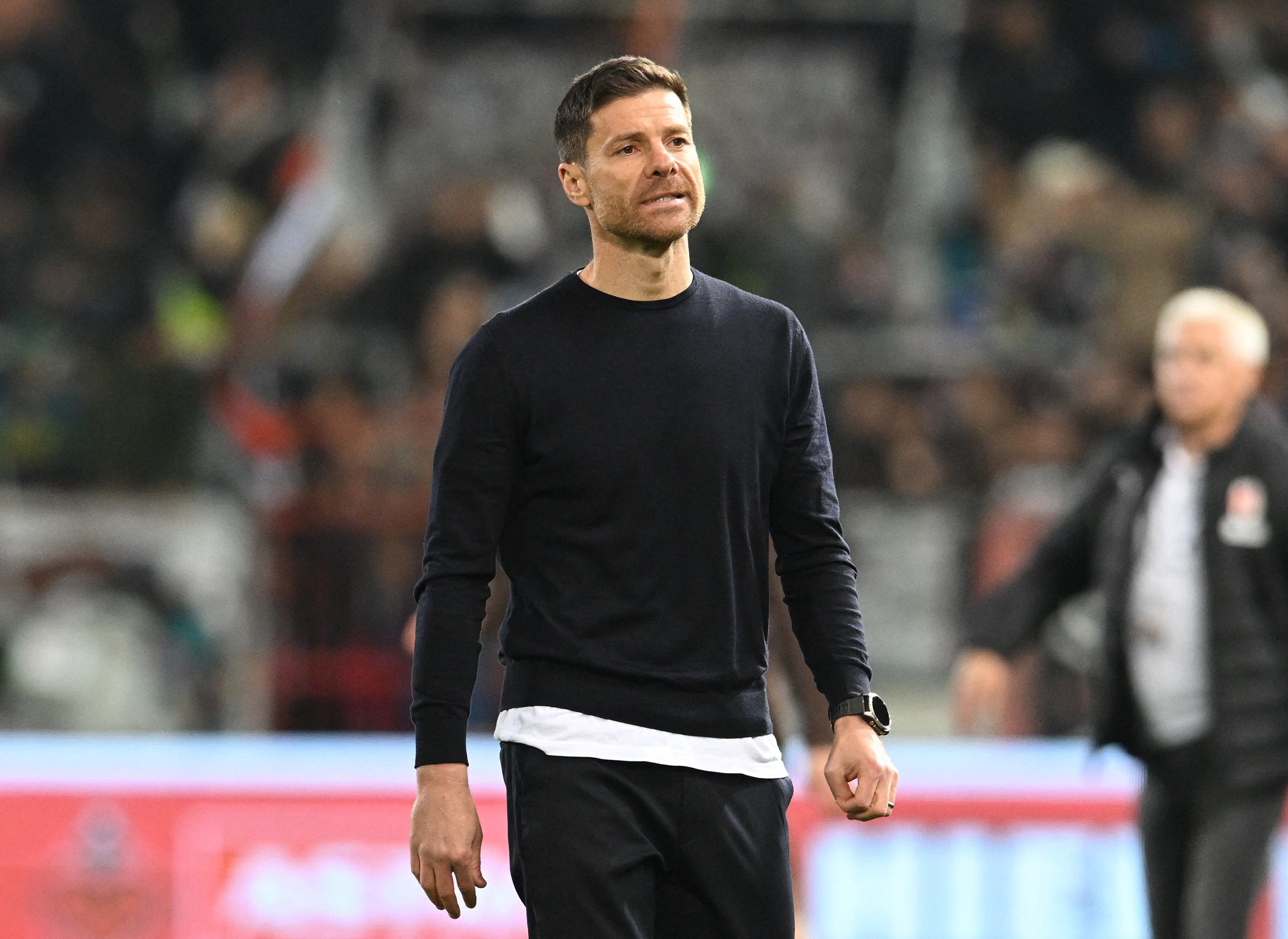 Soccer Football - Bundesliga - St. Pauli v Bayer Leverkusen - Millerntor-Stadion, Hamburg, Germany - April 20, 2025 Bayer Leverkusen coach Xabi Alonso after the match REUTERS/Carmen Jaspersen DFL REGULATIONS PROHIBIT ANY USE OF PHOTOGRAPHS AS IMAGE SEQUENCES AND/OR QUASI-VIDEO.