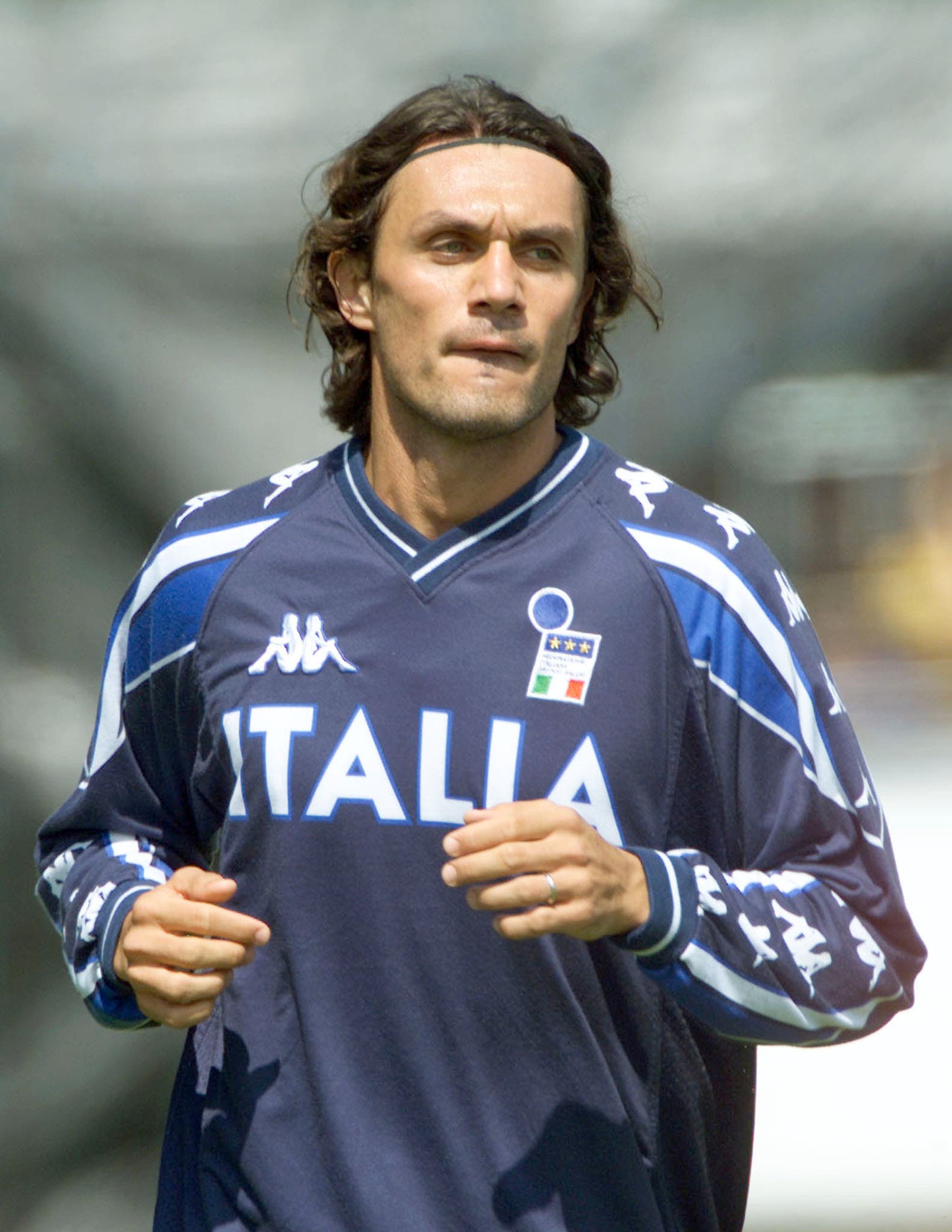 Paolo Maldini during a training session with Italy's National Team.
