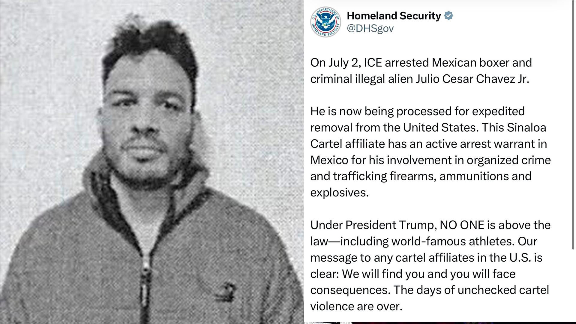 Julio César Chávez Junior fue detenido por ICE.