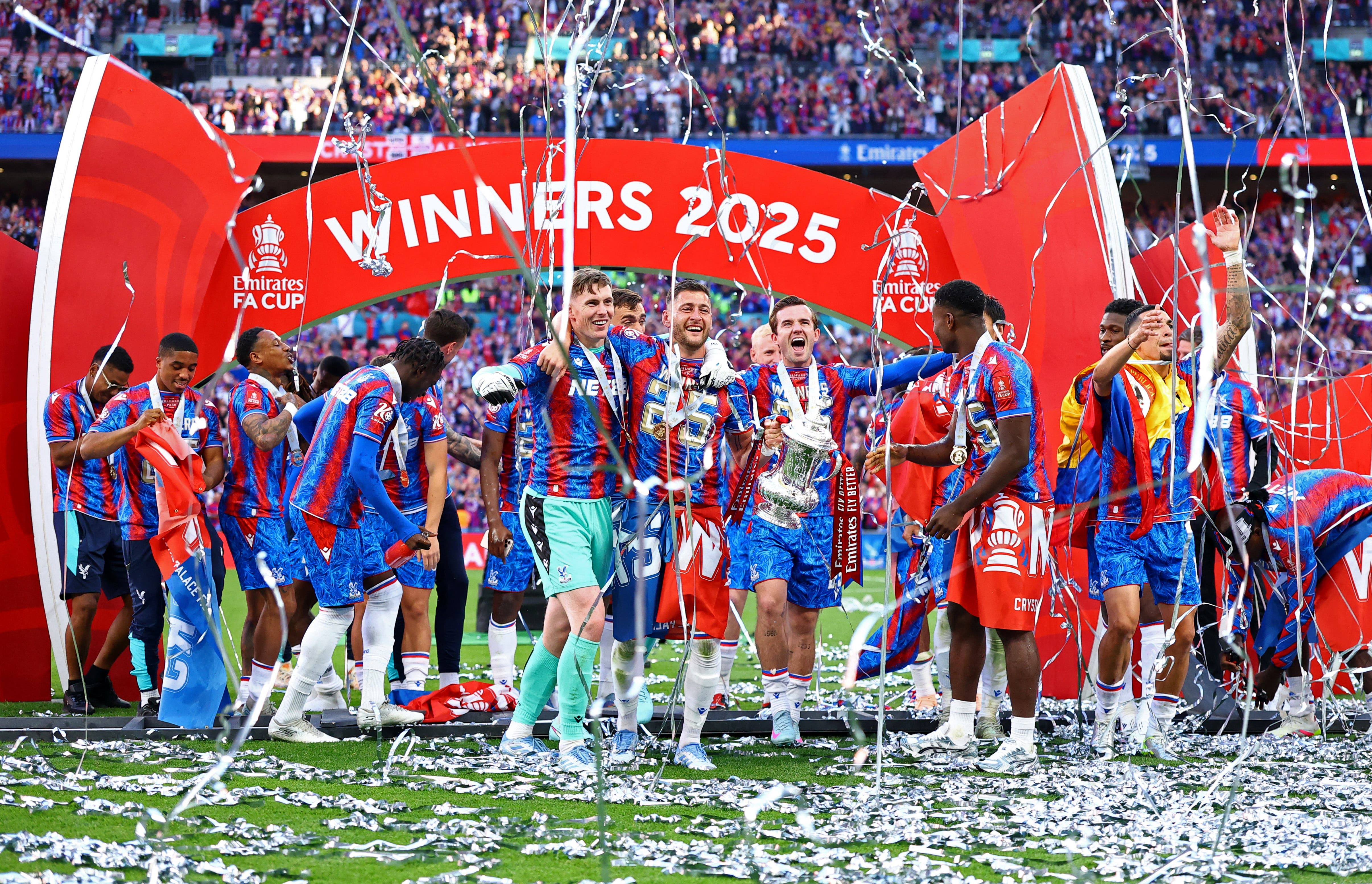 Crystal Palace celebrating FA Cup Final win against Manchester City.