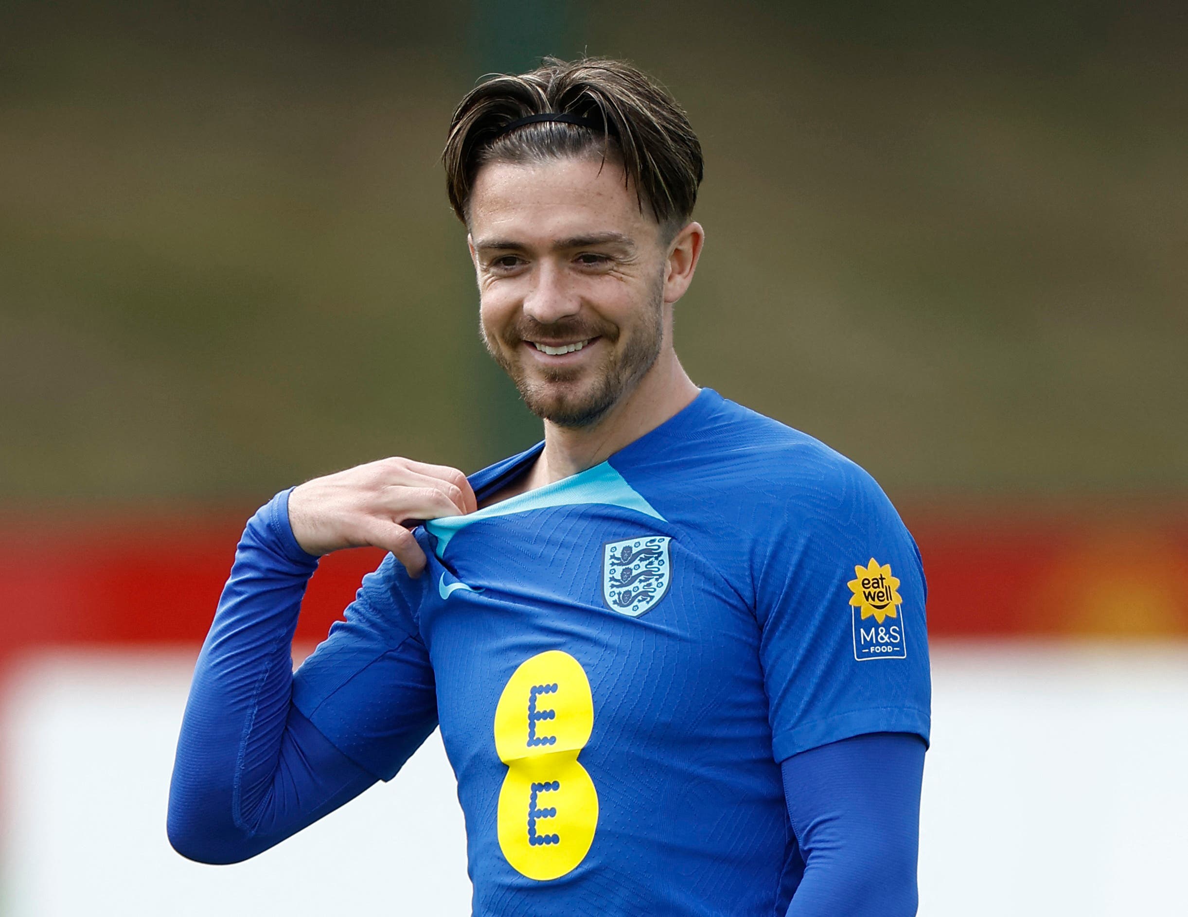 Soccer Football - UEFA Euro 2024 Qualifier - England Training - Aon Training Complex, Carrington, Britain - June 18, 2023 England's Jack Grealish during training Action Images via Reuters/Jason Cairnduff