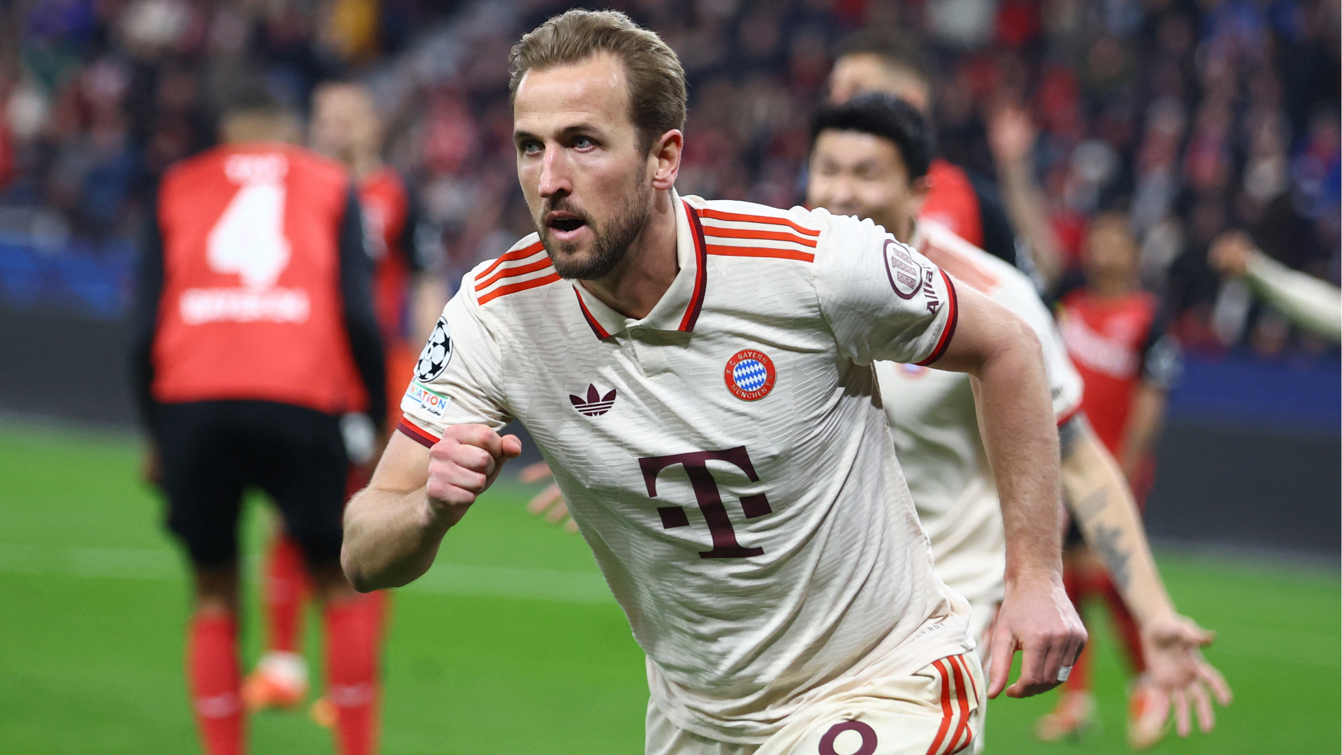 Harry Kane during a match with Bayern Munich.
