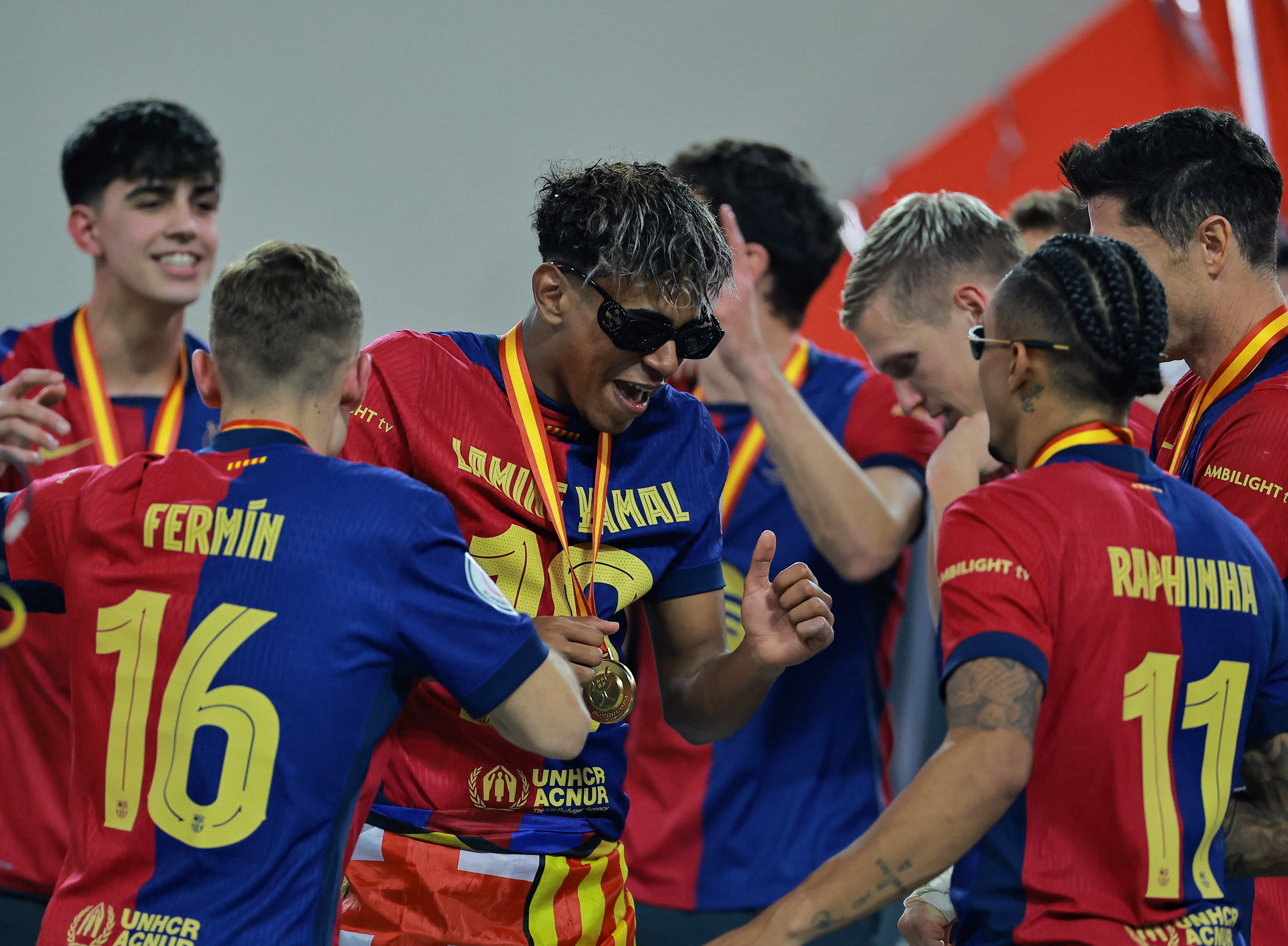 Fermín, Lamine Yamal y Raphinha