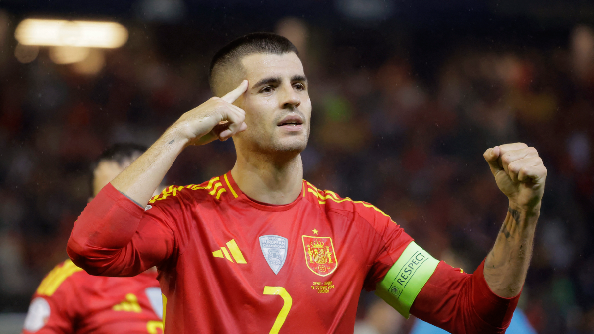 Álvaro Morata celebrating a goal for Spain National Team