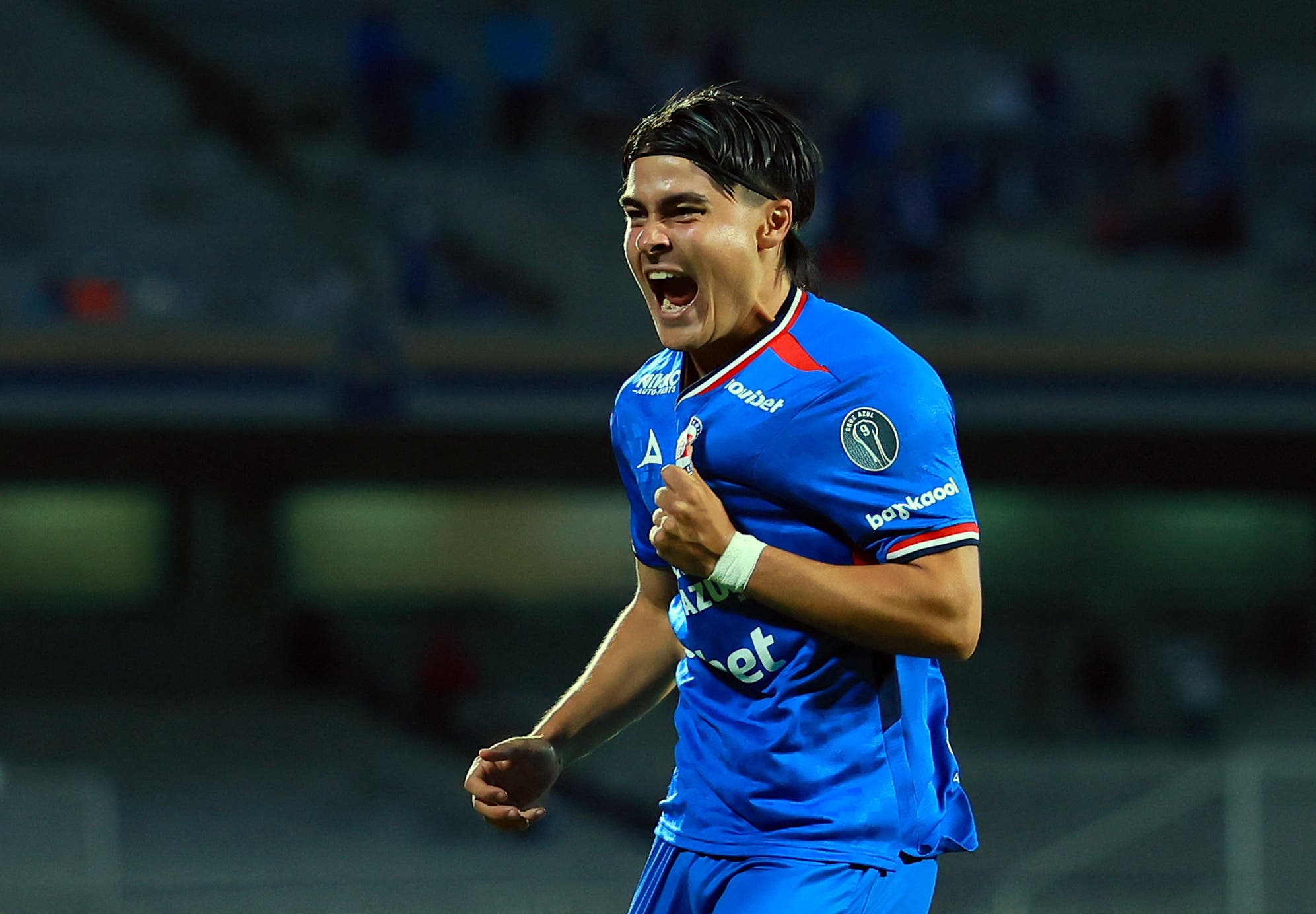 Soccer Football - Liga MX - Cruz Azul v Juarez - Estadio Olimpico Universitario, Mexico City, Mexico - September 19, 2025 Cruz Azul's Luka Romero celebrates scoring their first goal REUTERS/Eloisa Sanchez