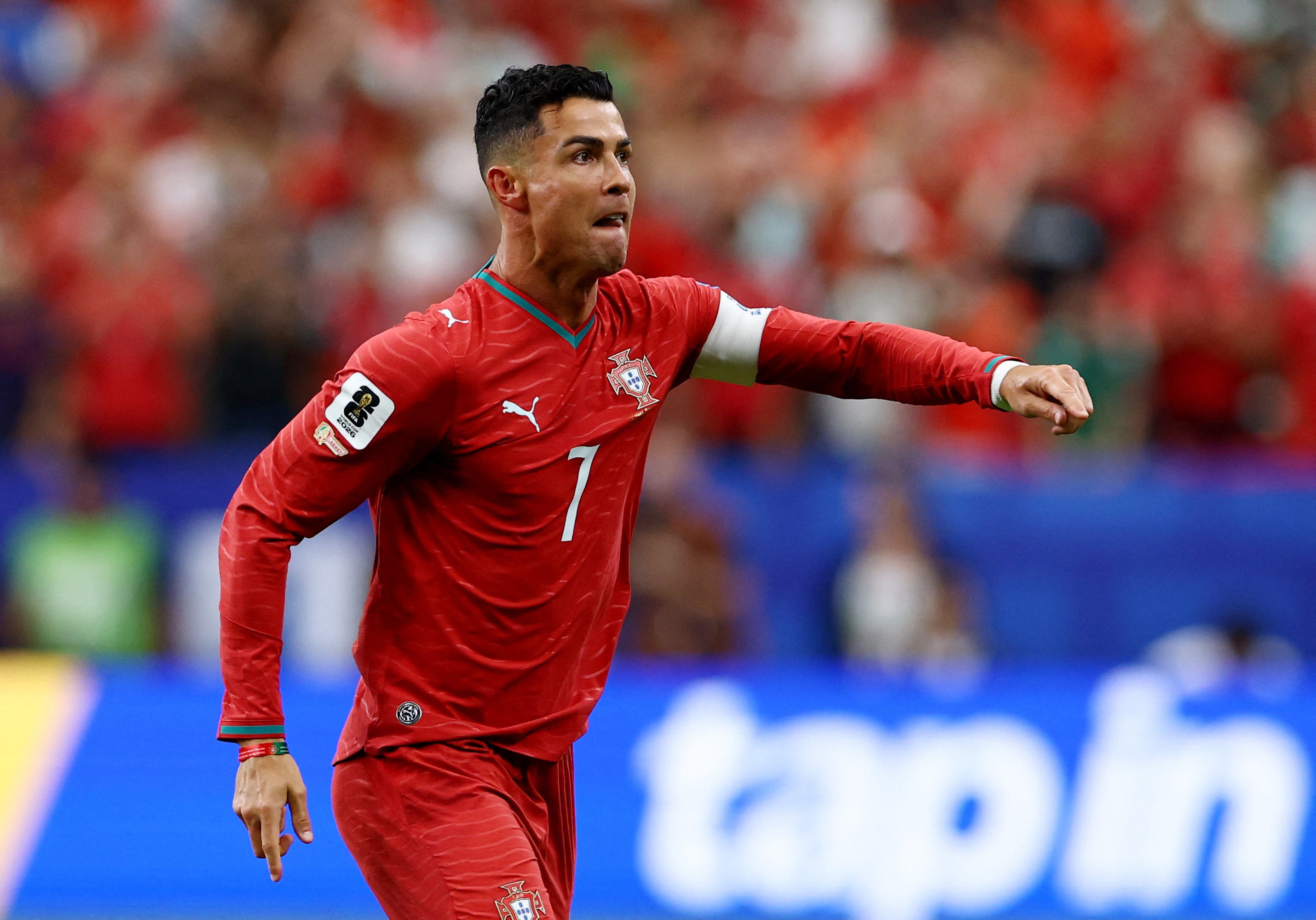Soccer Football - FIFA World Cup 2026 - Group K - Portugal v Uzbekistan - Houston Stadium, Houston, Texas, U.S. - June 23, 2026 Portugal's Cristiano Ronaldo celebrates scoring their first goal REUTERS/Pedro Nunes

