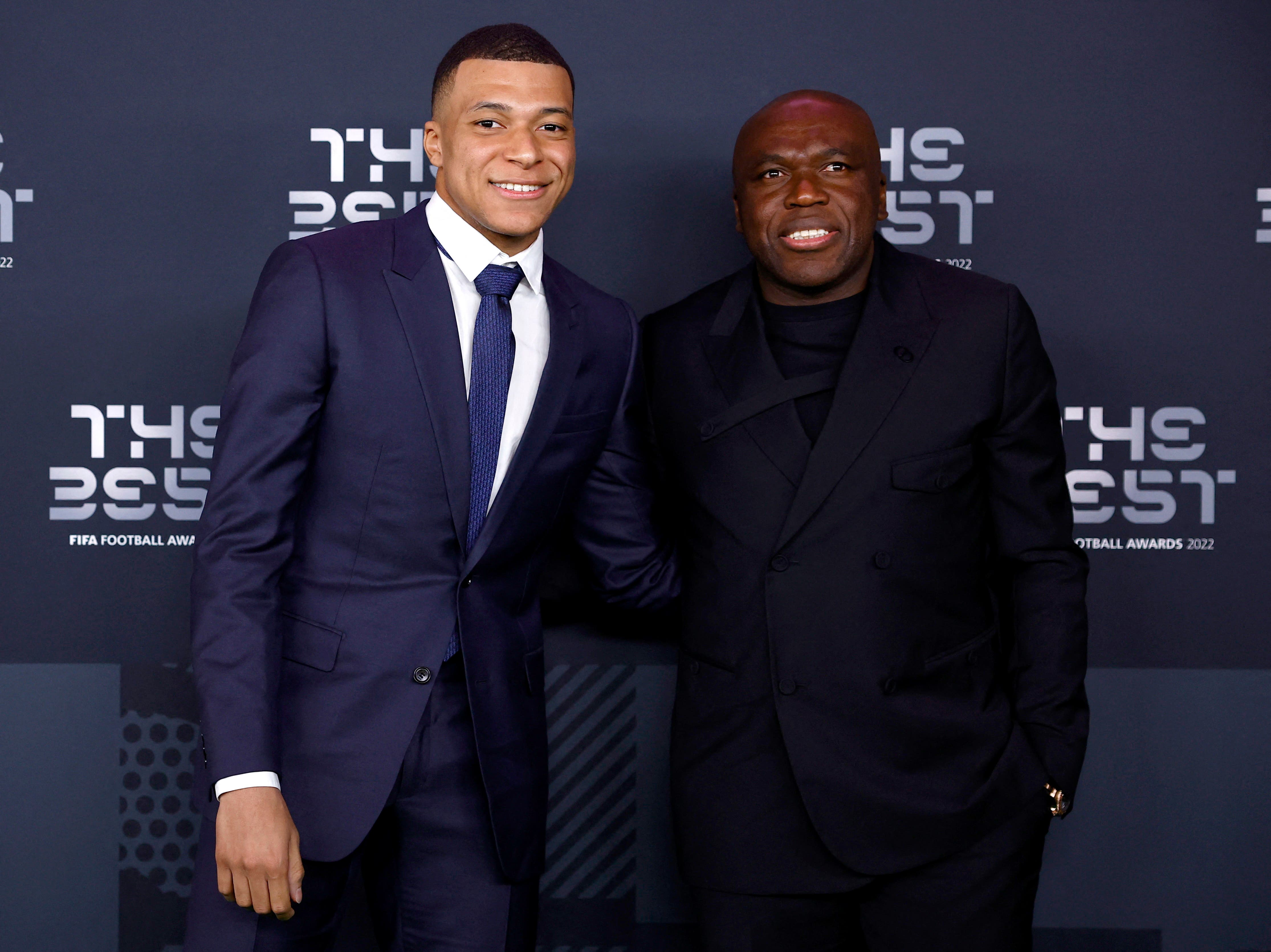 Wilfried Mbappé and his son during The Best FIFA awards ceremony.