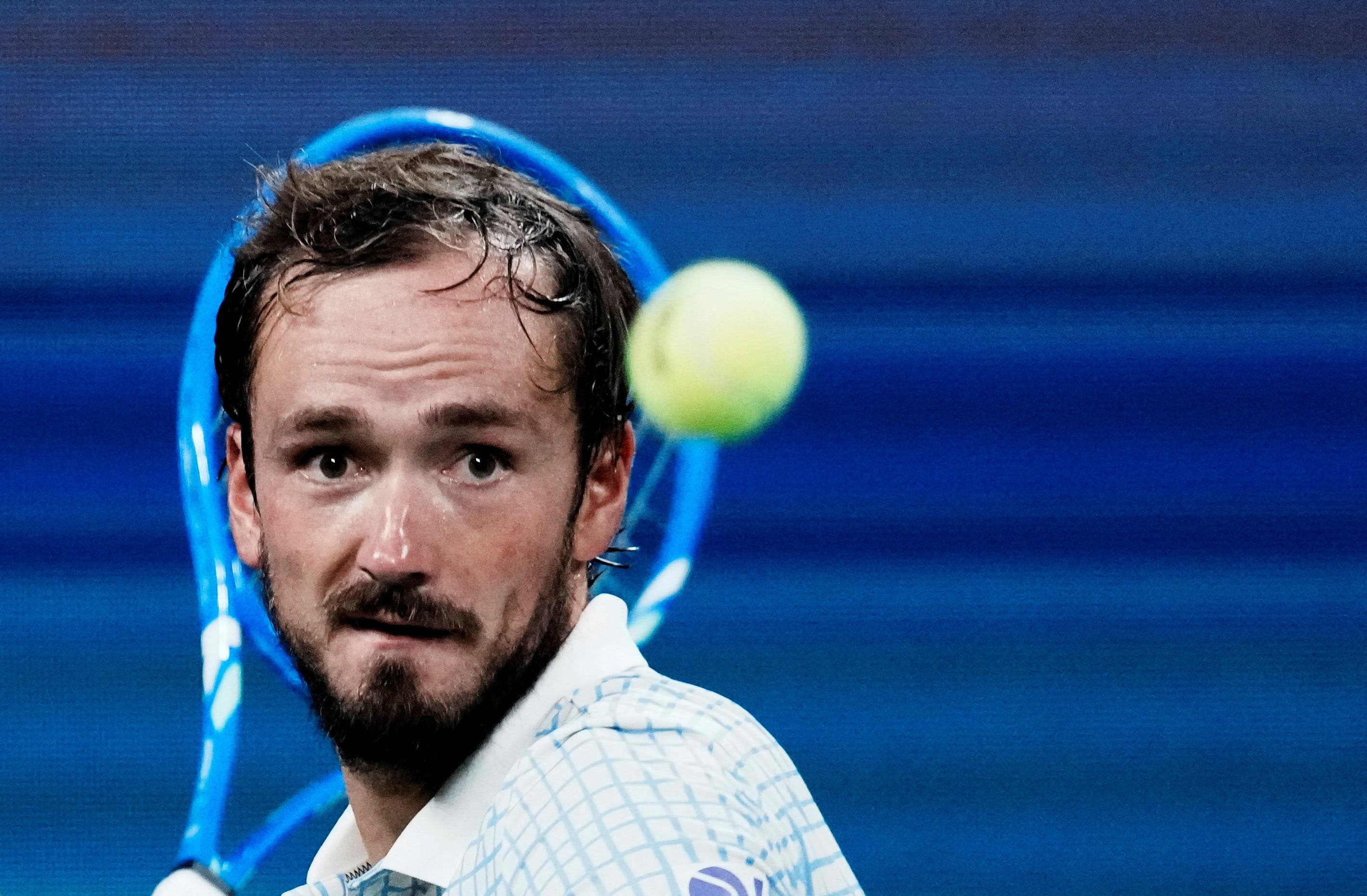 Tennis - U.S. Open - Flushing Meadows, New York, United States - August 24, 2025 Russia's Daniil Medvedev in action during his first round match against France's Benjamin Bonzi REUTERS/Eduardo Munoz TPX IMAGES OF THE DAY
