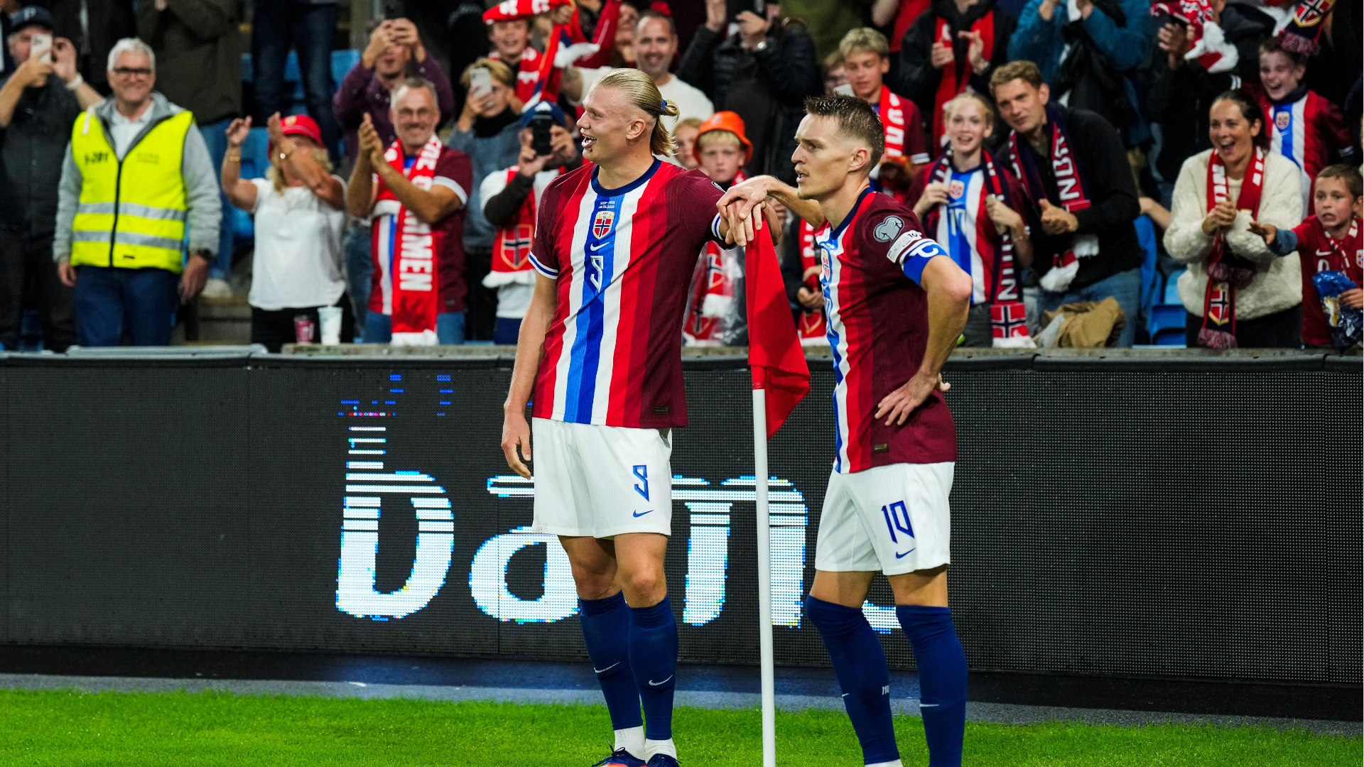 Erling Haaland celebrates a goal during a match with Norway National Team.