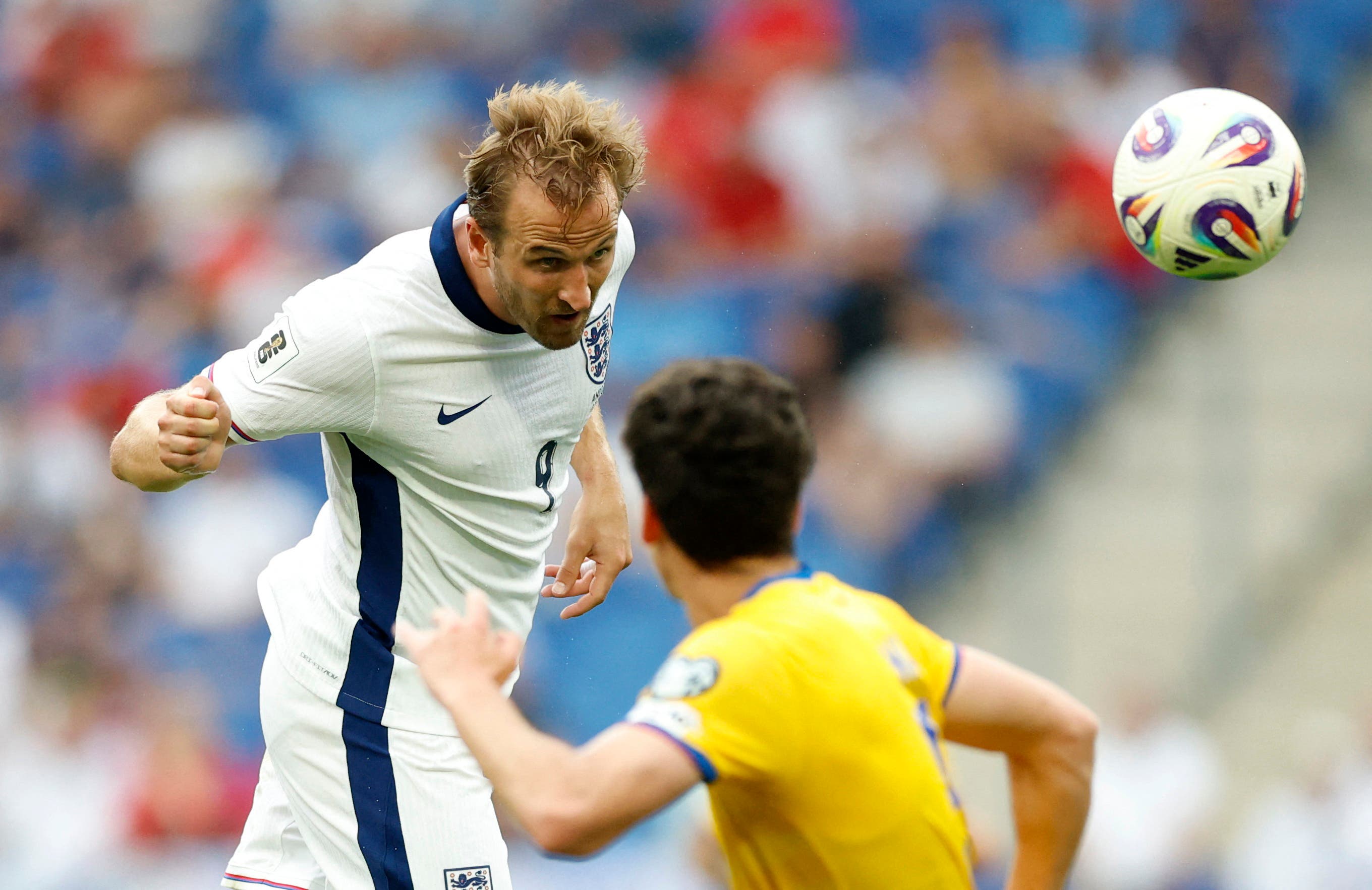 Soccer Football - World Cup - European Qualifiers - Group K - Andorra v England - RCDE Stadium, Cornella de Llobregat, Spain - June 7, 2025 England's Harry Kane in action Action Images via Reuters/Peter Cziborra