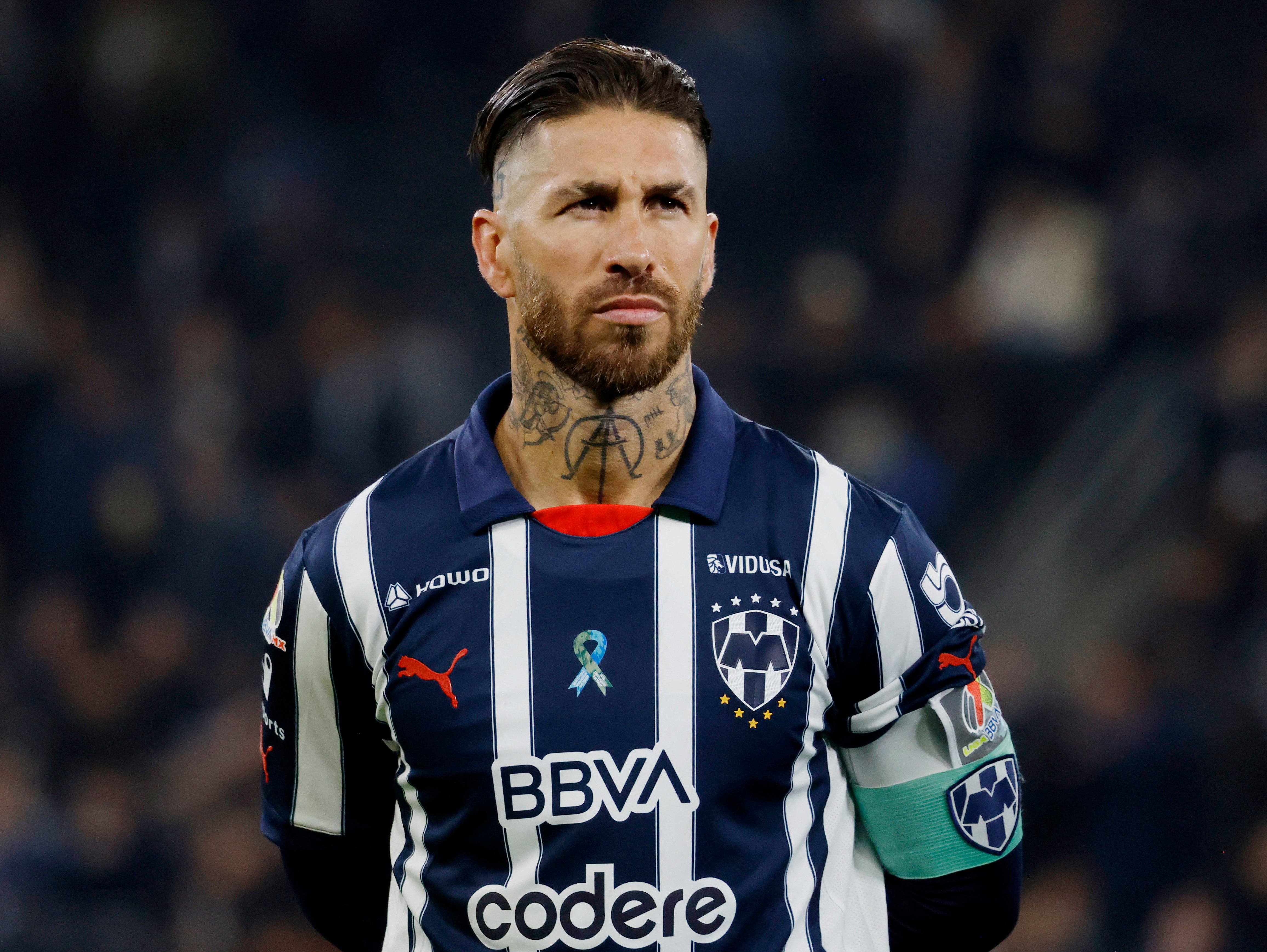 Monterrey's Sergio Ramos lines up
