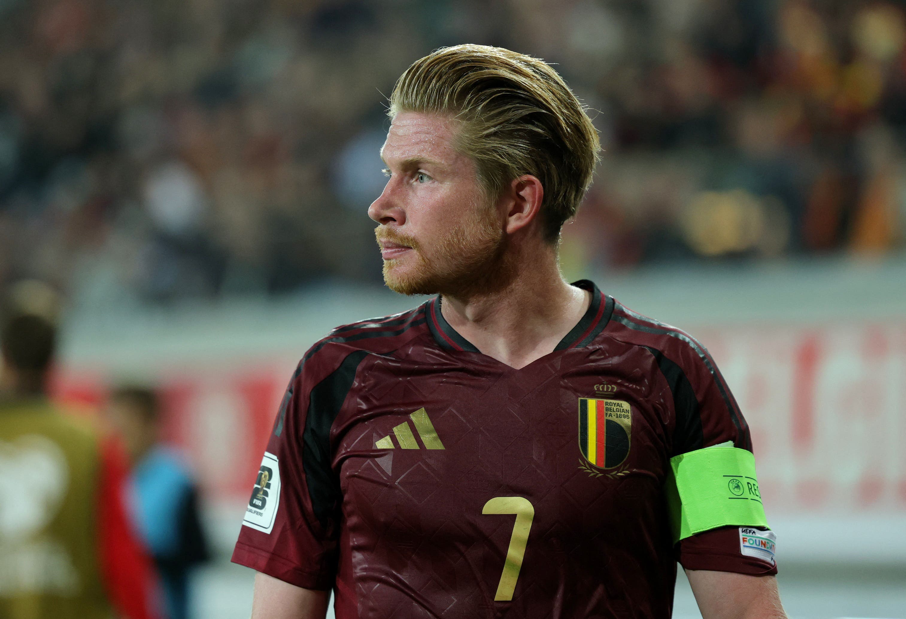 Soccer Football - FIFA World Cup - UEFA Qualifiers - Group J - Belgium v North Macedonia - KAA Gent Stadium, Ghent, Belgium - October 10, 2025 Belgium's Kevin De Bruyne during the match REUTERS/Yves Herman
