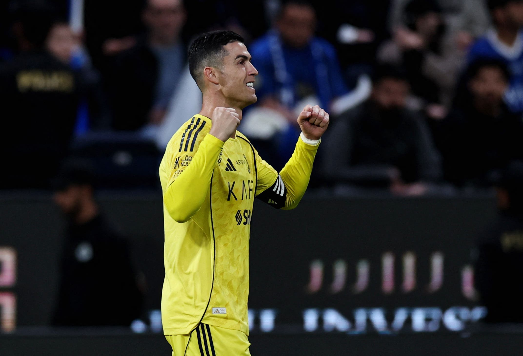 Soccer Football - Saudi Pro League - Al Hilal v Al Nassr - Kingdom Arena, Riyadh, Saudi Arabia - January 12, 2026 Al Nassr's Cristiano Ronaldo celebrates scoring their first goal REUTERS/Hamad I Mohammed