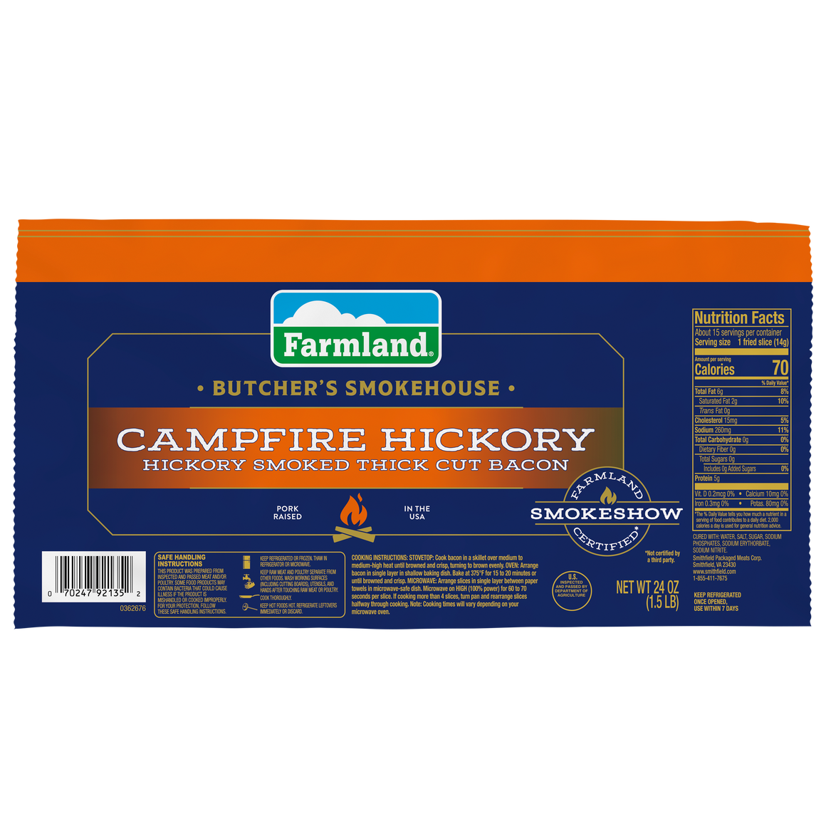 Butcher's Smokehouse Campfire Hickory Bacon, Stackpack, 24oz