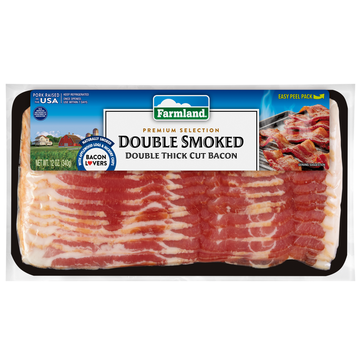 Premium Double Smoked Double Thick Cut Bacon, 12oz 