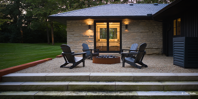outdoor patio door and sitting area