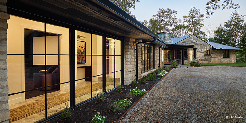 outdoor view looking at large expansive windows