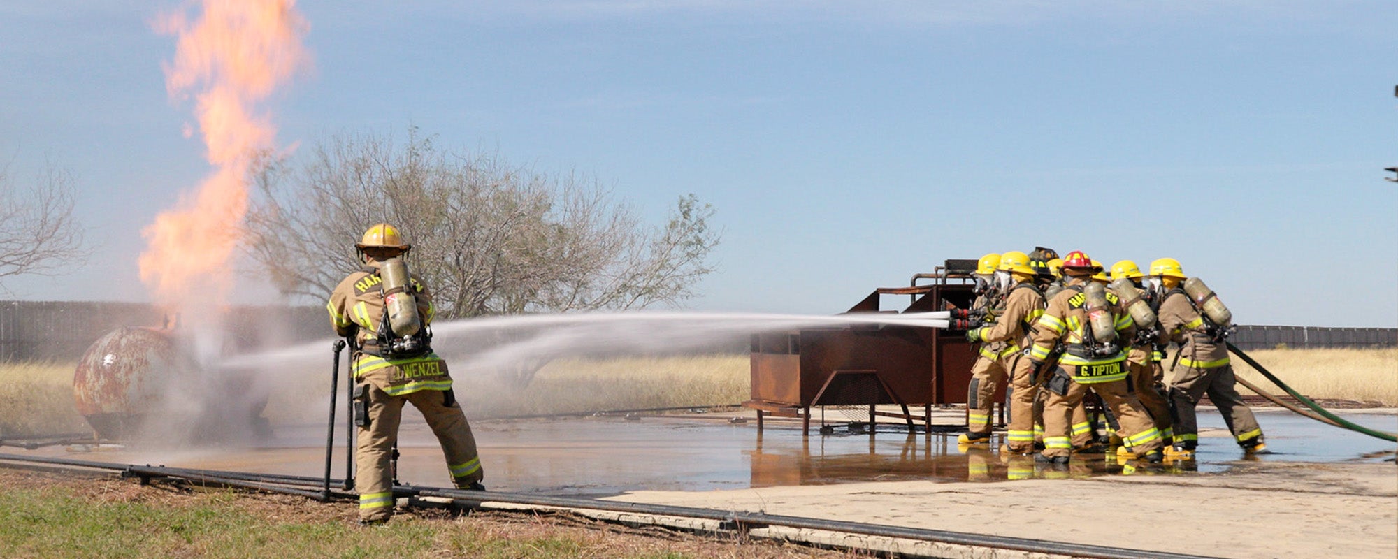 Getting real-world training on fighting fires is a key component of Harlingen CISD’s Firefighter Academy.