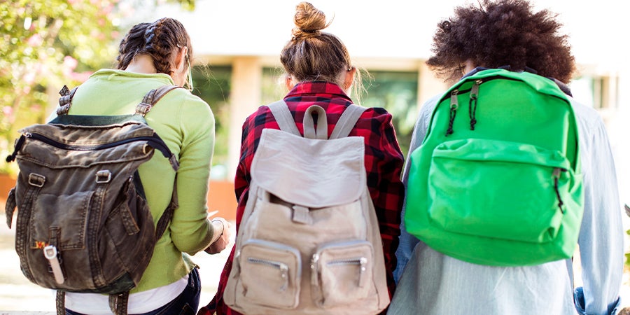 A group of girls with backpacks