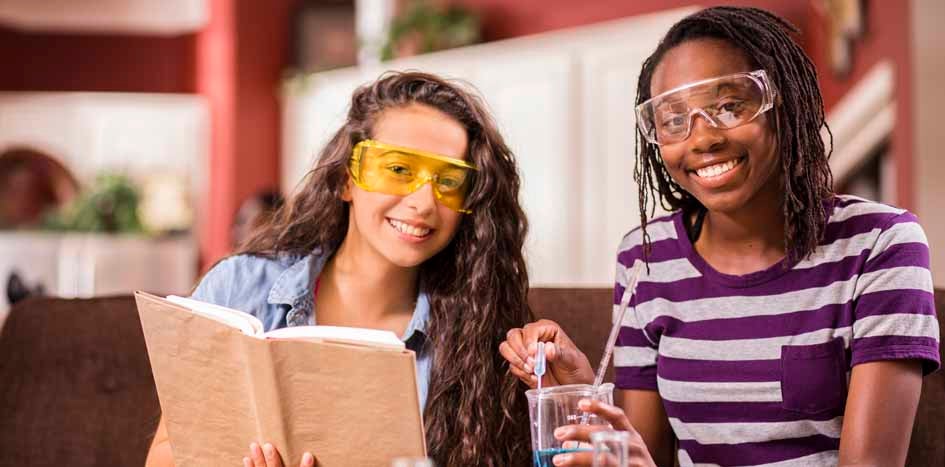 Kids doing home science experiment