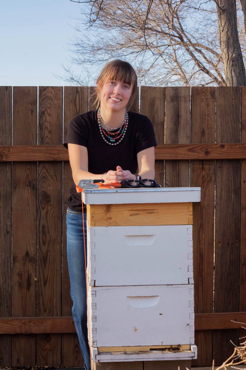Kenzi Williams, a junior at Canadian High School, has an apiary on her parents’ property in Higgins.