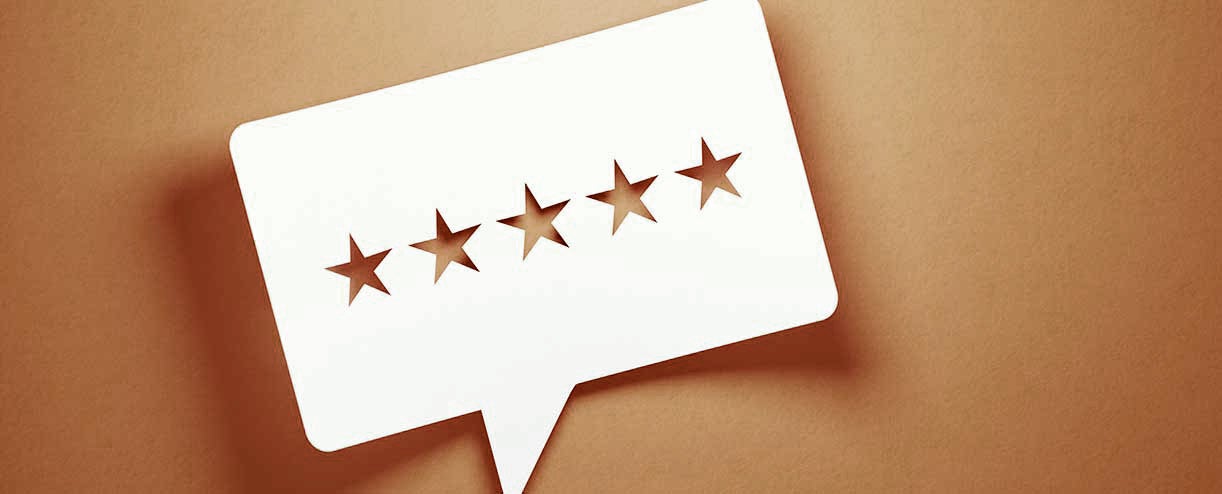 Speech bubble cutout with five stars