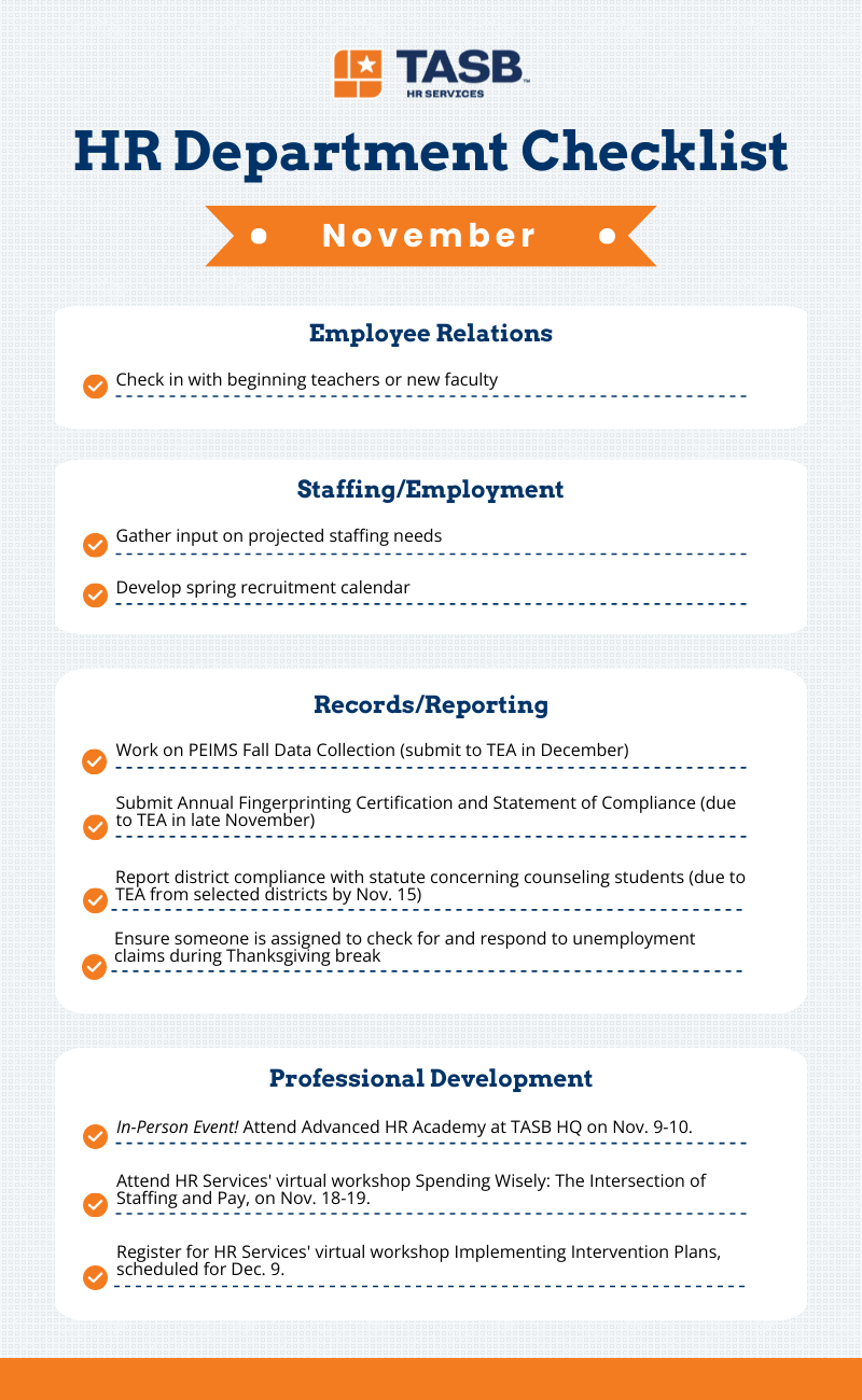 Infographic: HR Department Checklist for November