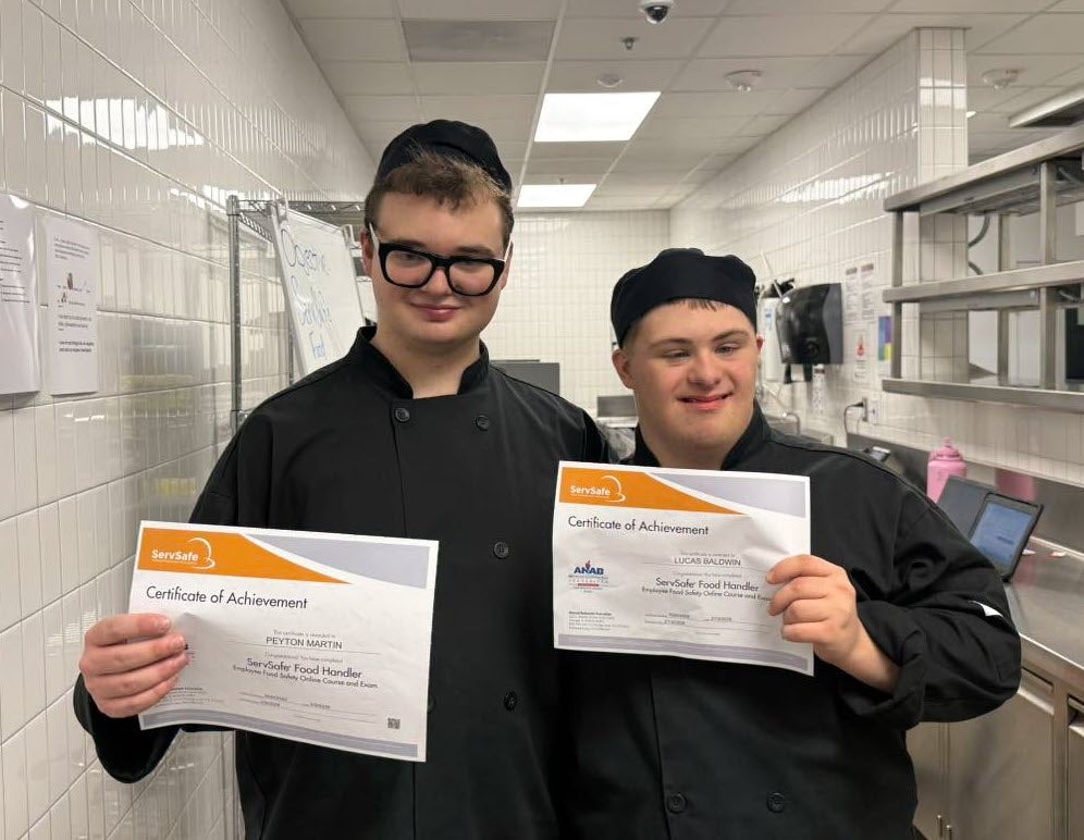 Students in the Bridges culinary program work toward their food handler certifications. 