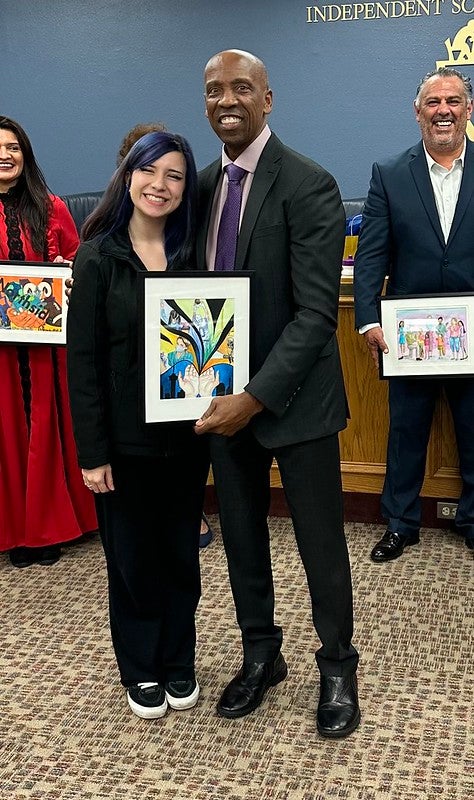 photo of Bobby Blount and a student artist