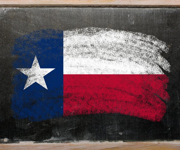 texas flag drawn in chalk on chalkboard