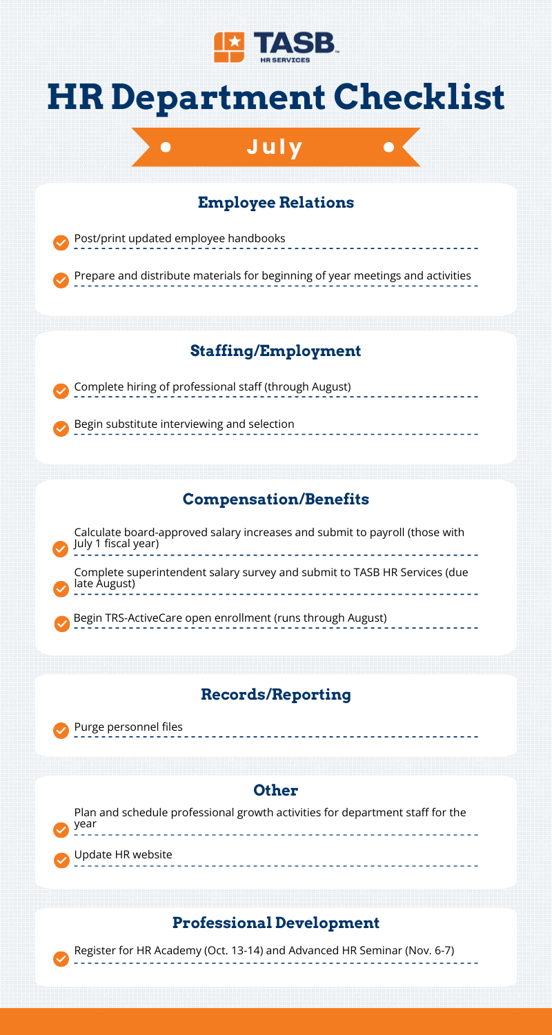 HR Checklist for July infographic