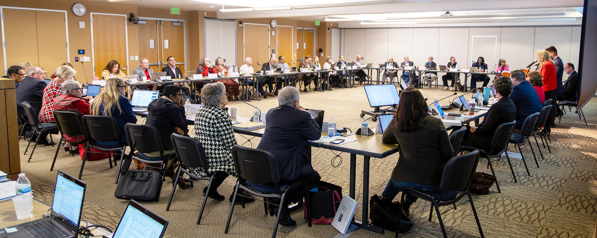 School board members in meeting