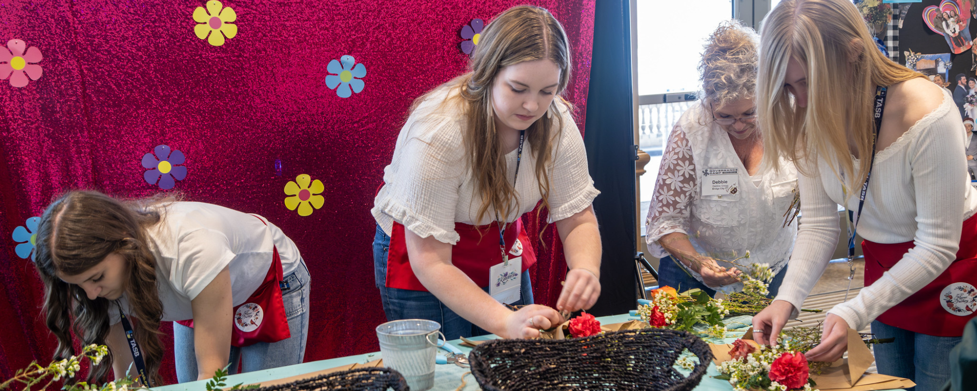 Students make flower arrangements for Bridge City ISD
