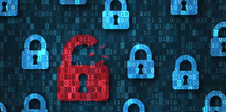 Red and blue cybersecurity locks