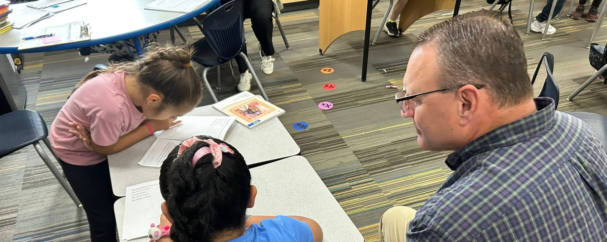 Snyder ISD superintendent visits a classroom.