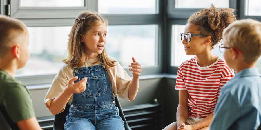 students in a group discussion