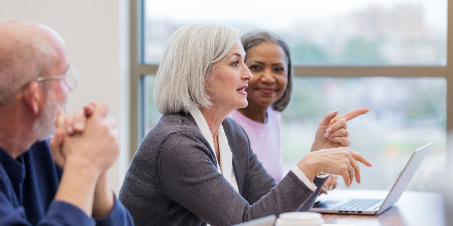 Woman leading a meeting