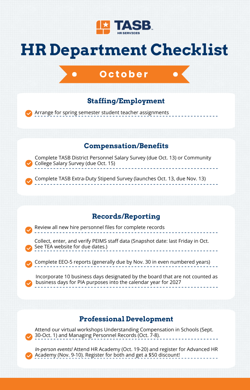 Infographic: HR checklist for October