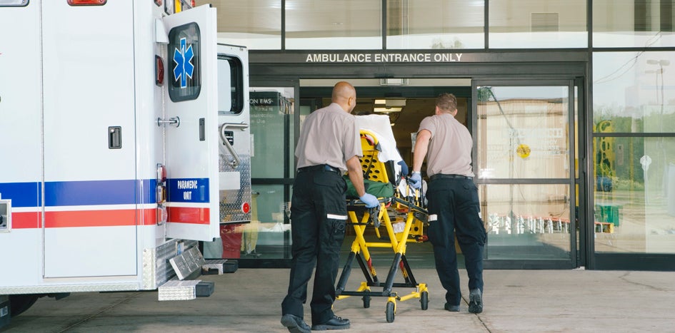 Ambulance transporting patient to hospital