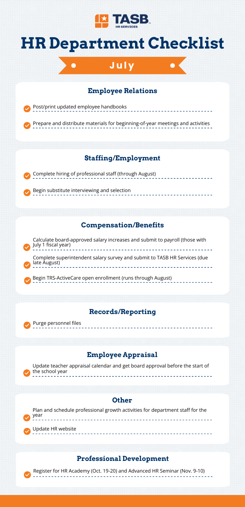 HR Checklist for July infographic
