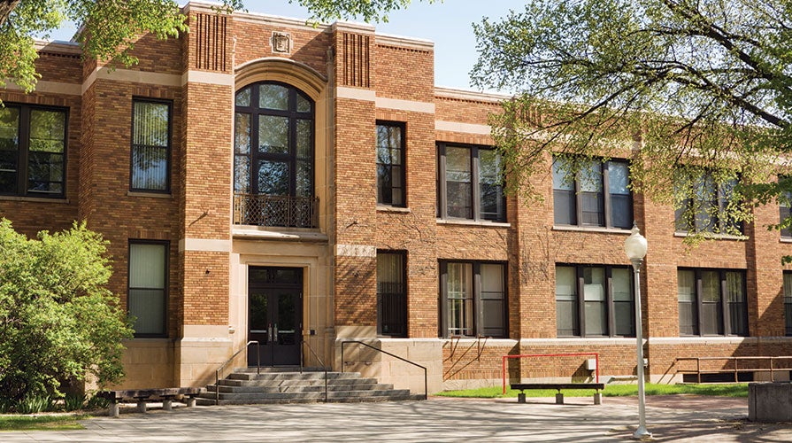 The exterior of a school.