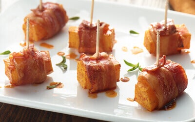 Bocadillos De Calabaza Envuelta En Tocino
